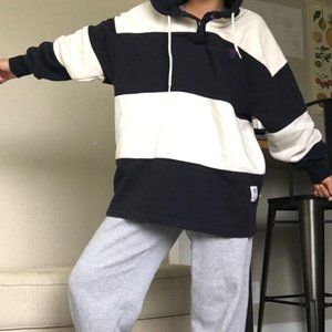 Blue and white hoodie